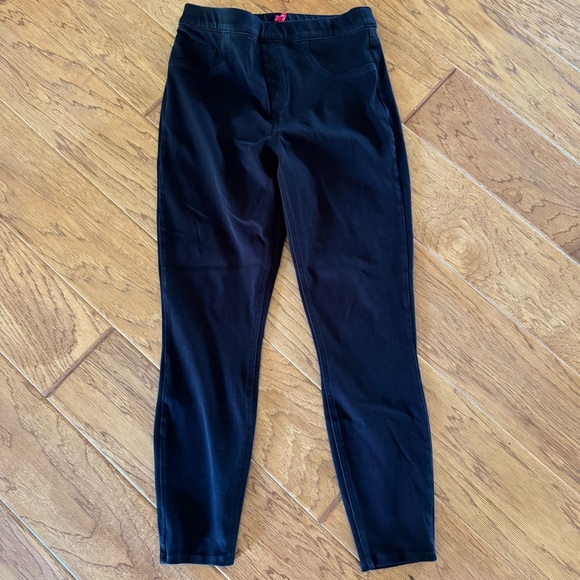 SPANX Denim - Spanx Pull On Skinny Denim Jeans Black Women’s Large Stretch Elastic Waist